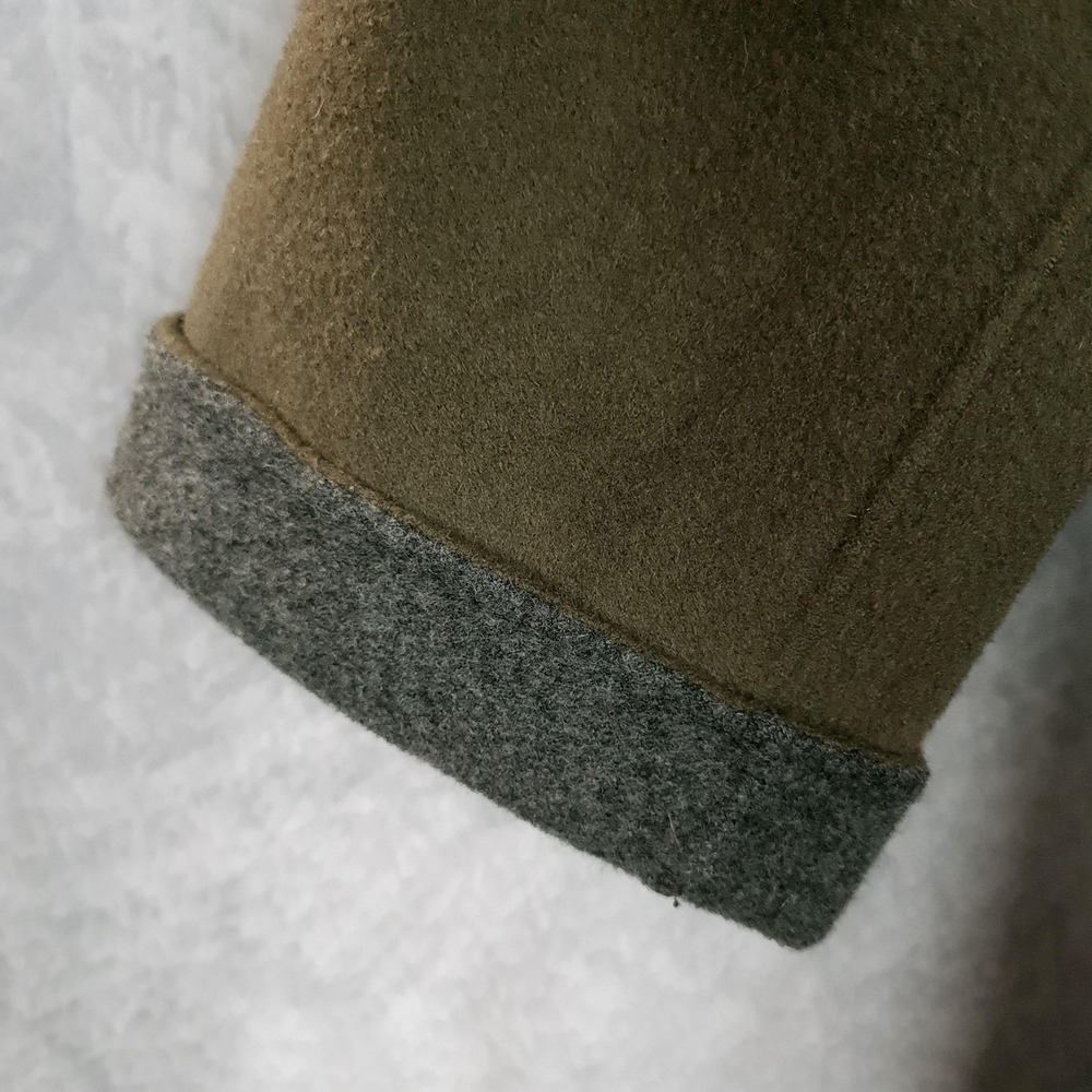 Eileen Fisher Coat Womens M Green Wool Snap Front Collared Mid Length Overcoat - Picture 5 of 16